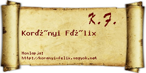 Korányi Félix névjegykártya